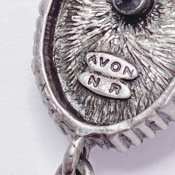 Vintage Signed Avon NR Nina Ricci Blue Lucite Faux Opal Dangle Earrings 1980s - Picture 10 of 11